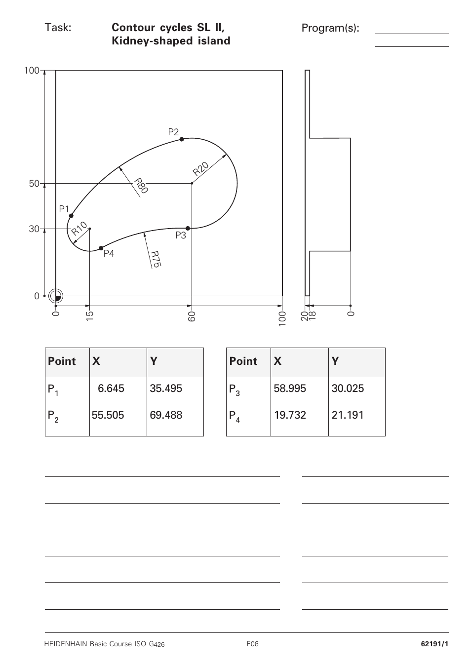 Contour cycles sl ii, kidney-shaped island | HEIDENHAIN TNC 426B (280 472) Training ISO programming User Manual | Page 55 / 59