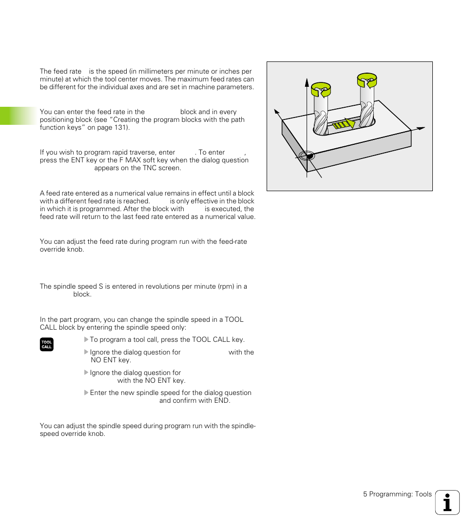 1 entering tool-related data, Feed rate f, Spindle speed s | HEIDENHAIN TNC 426 (280 476) User Manual | Page 125 / 504