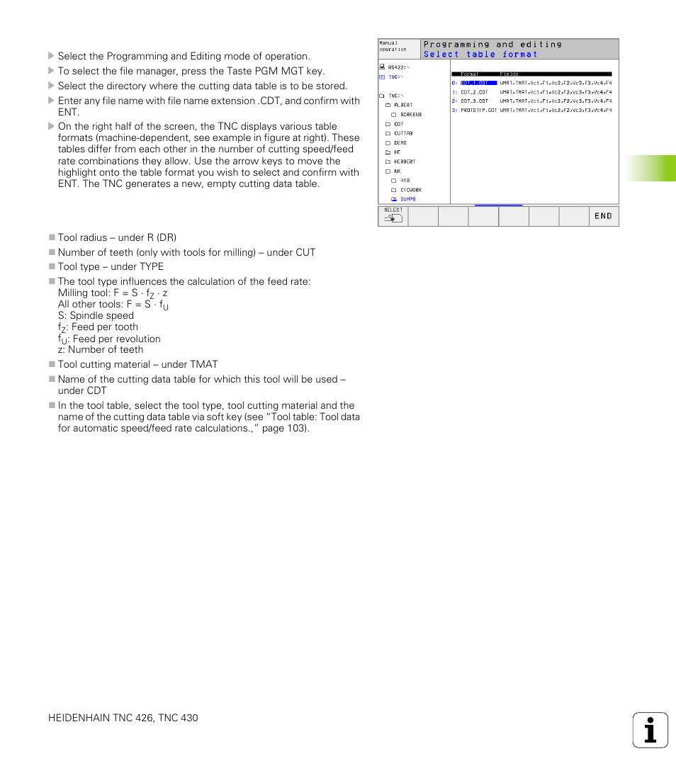 Data required for the tool table, 5 w o rk ing with cut ting d a ta t a bles | HEIDENHAIN TNC 426 (280 476) User Manual | Page 150 / 504