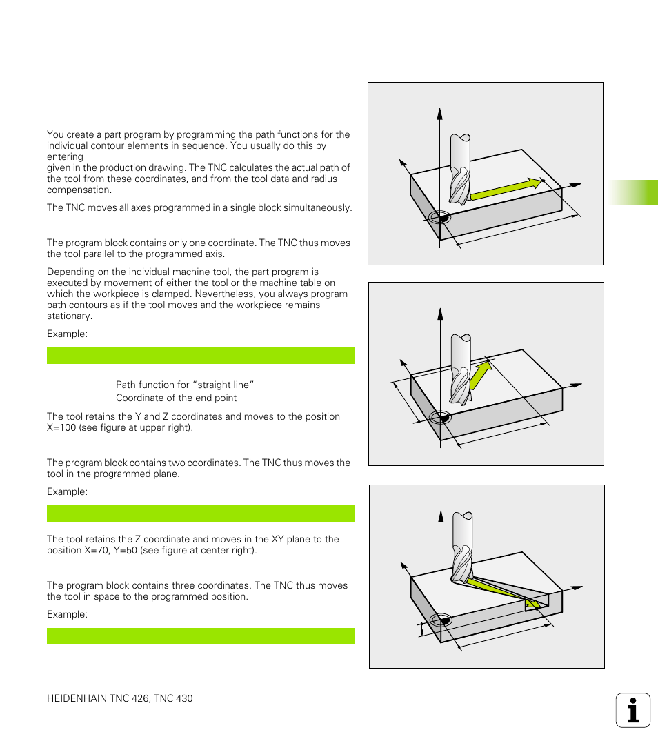 2 fundamentals of path functions, Programming tool movements for workpiece machining | HEIDENHAIN TNC 426 (280 476) User Manual | Page 156 / 504