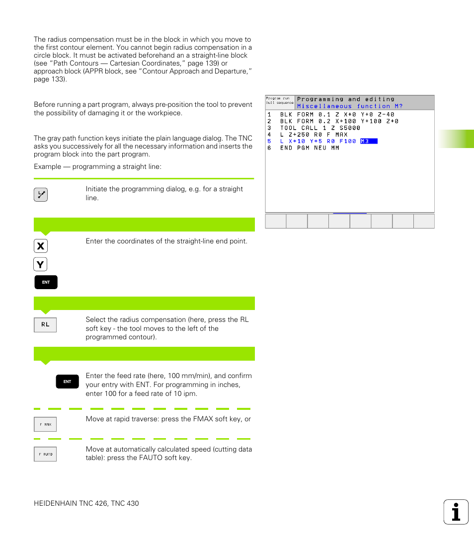 2 f undamentals of p a th f unctions | HEIDENHAIN TNC 426 (280 476) User Manual | Page 158 / 504