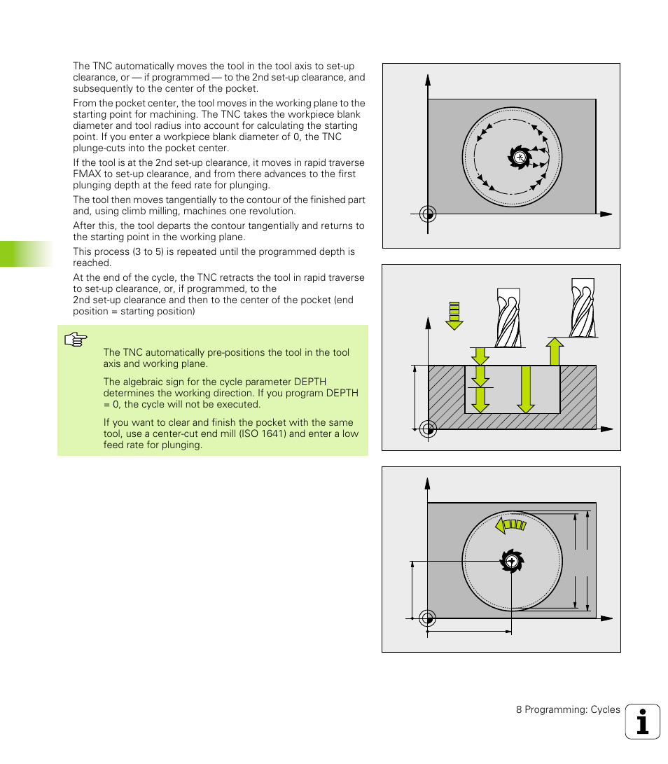 Circular pocket finishing (cycle 214) | HEIDENHAIN TNC 426 (280 476) User Manual | Page 293 / 504