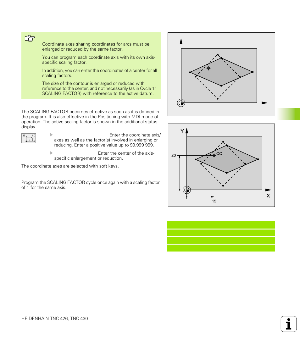 Axis-specific scaling (cycle 26), 8 coor di na te t ra n s for m ati on cy cle s | HEIDENHAIN TNC 426 (280 476) User Manual | Page 356 / 504