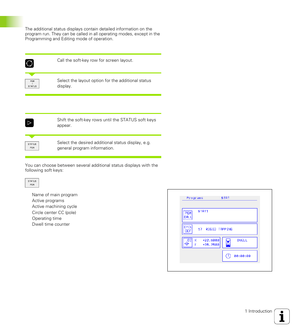 Additional status displays, 4 stat us displa ys | HEIDENHAIN TNC 426 (280 476) User Manual | Page 36 / 504