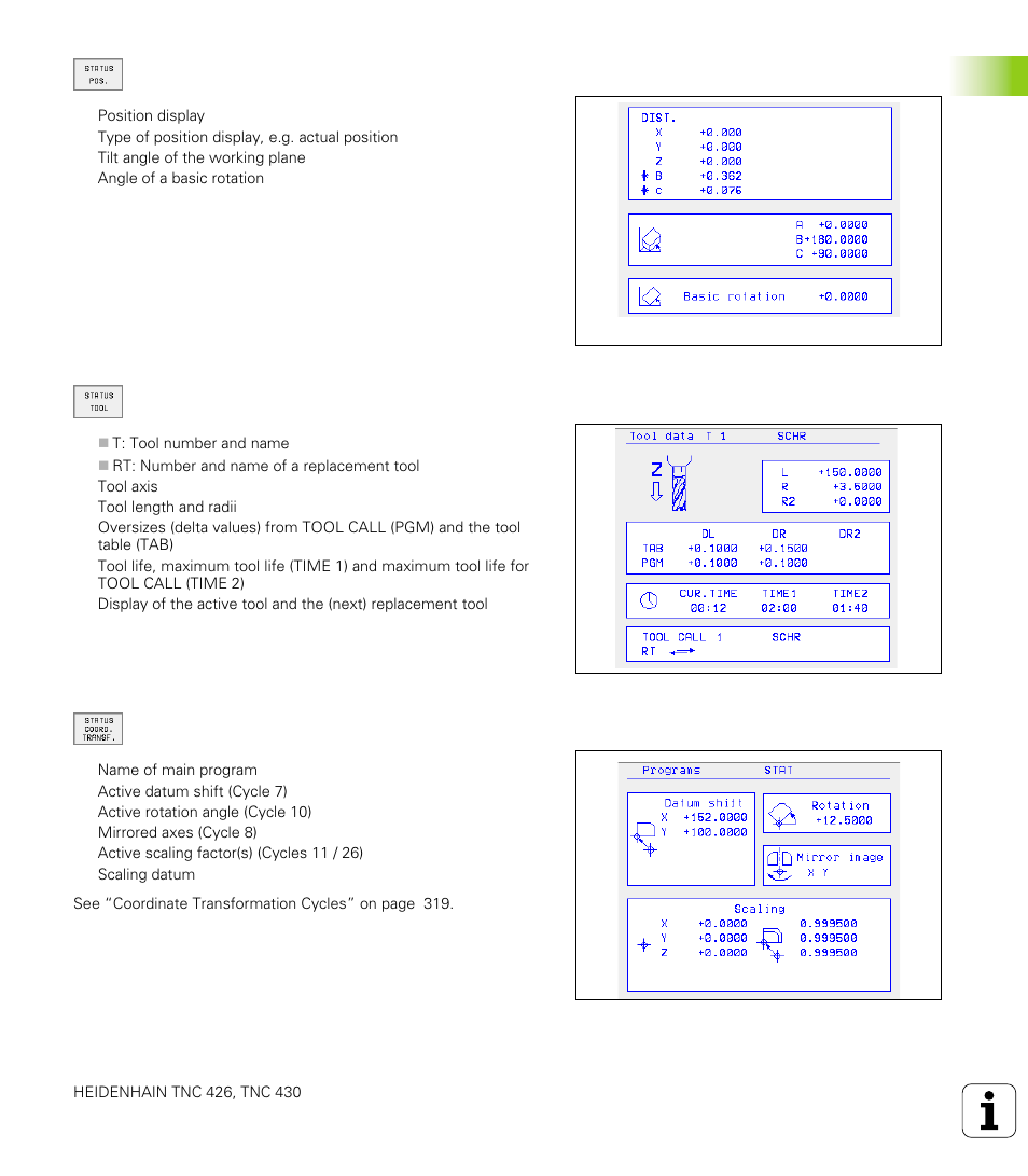 4 stat us displa ys | HEIDENHAIN TNC 426 (280 476) User Manual | Page 37 / 504