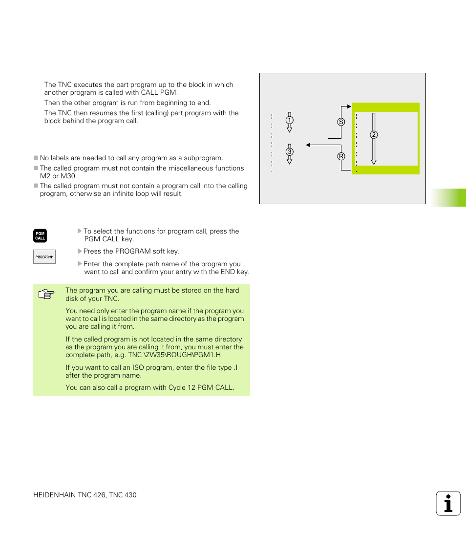 4 separate program as subprogram, Operating sequence, Programming notes | Calling any program as a subprogram | HEIDENHAIN TNC 426 (280 476) User Manual | Page 372 / 504