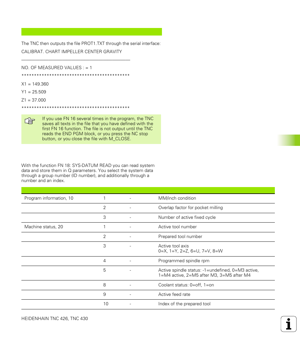 Fn18:sys-datum read read system data, 10 .8 a d ditional f unctions, Fn18: sys-datum read read system data | HEIDENHAIN TNC 426 (280 476) User Manual | Page 400 / 504