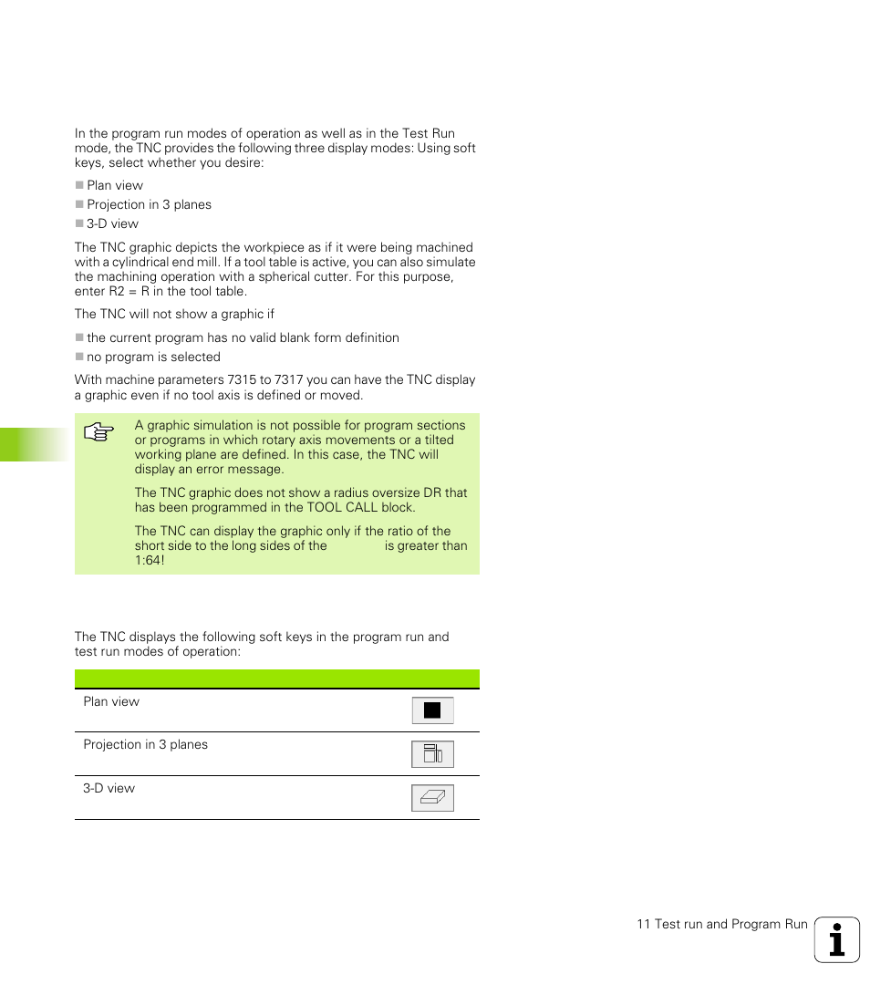 1 graphics, Function, Overview of display modes | 1 gr aphics 11.1 graphics | HEIDENHAIN TNC 426 (280 476) User Manual | Page 427 / 504