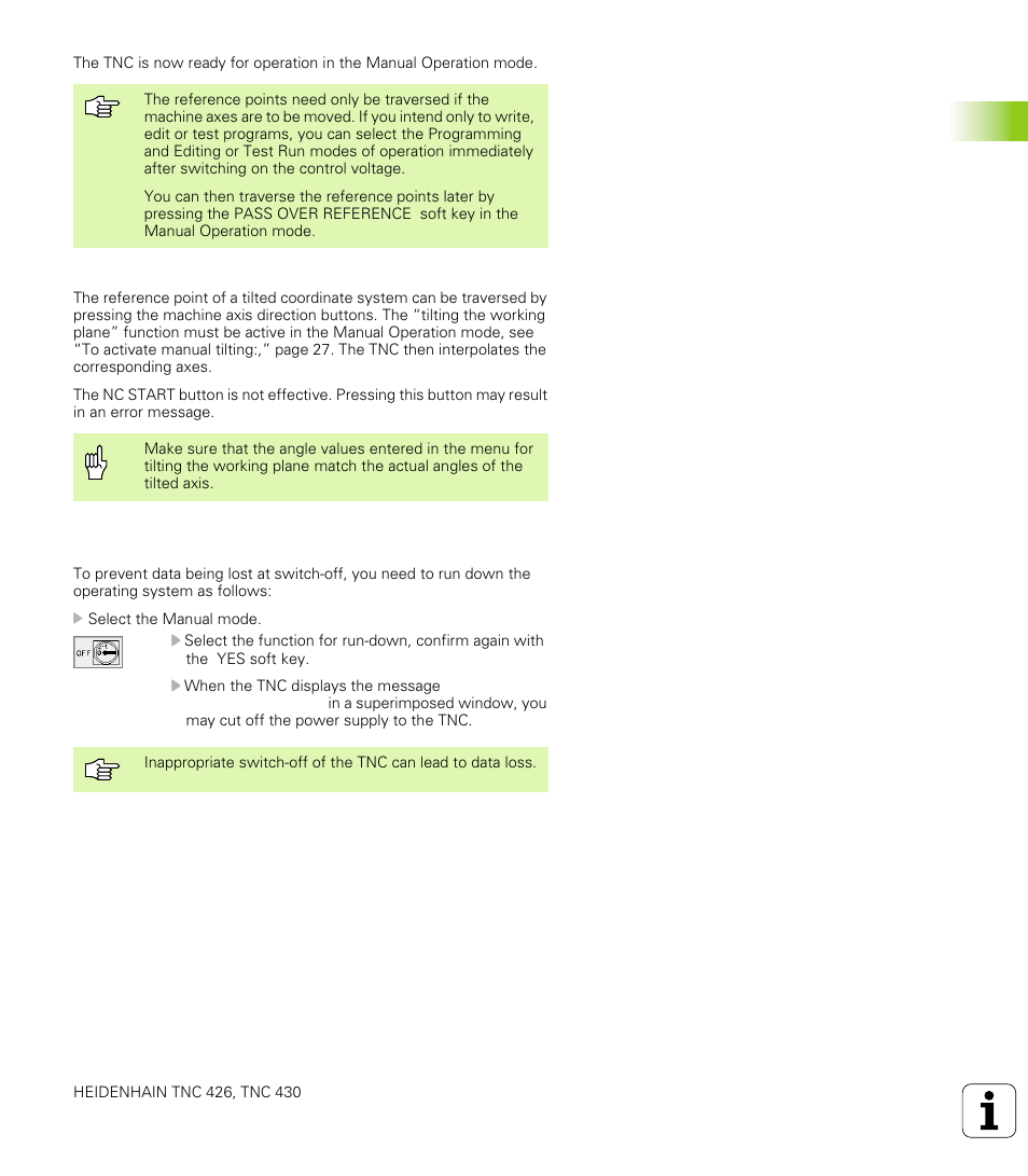 Switch-off, 1 s w itc h -on, s w itc h -of f | HEIDENHAIN TNC 426 (280 476) User Manual | Page 44 / 504