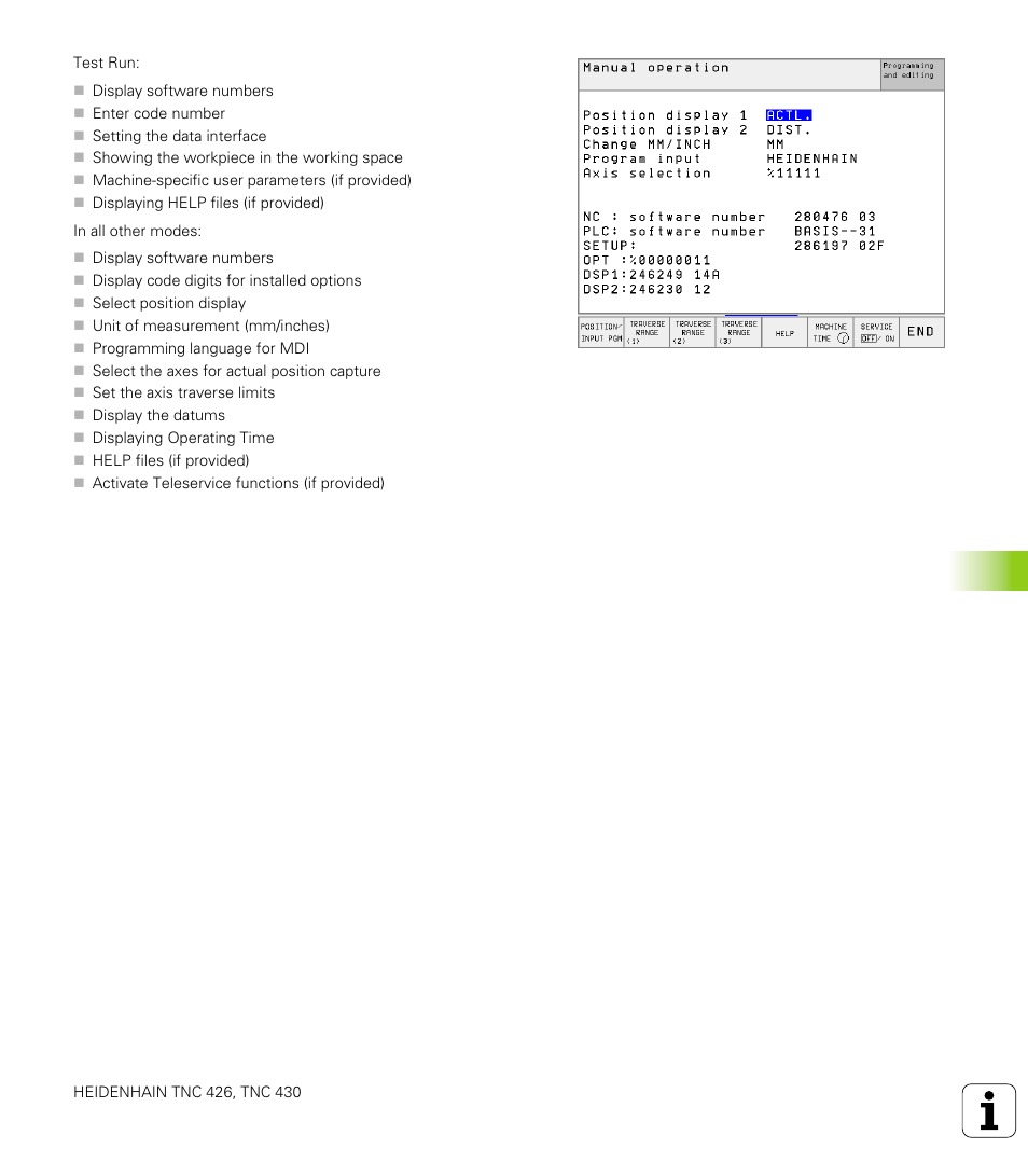 1 mod functions | HEIDENHAIN TNC 426 (280 476) User Manual | Page 446 / 504