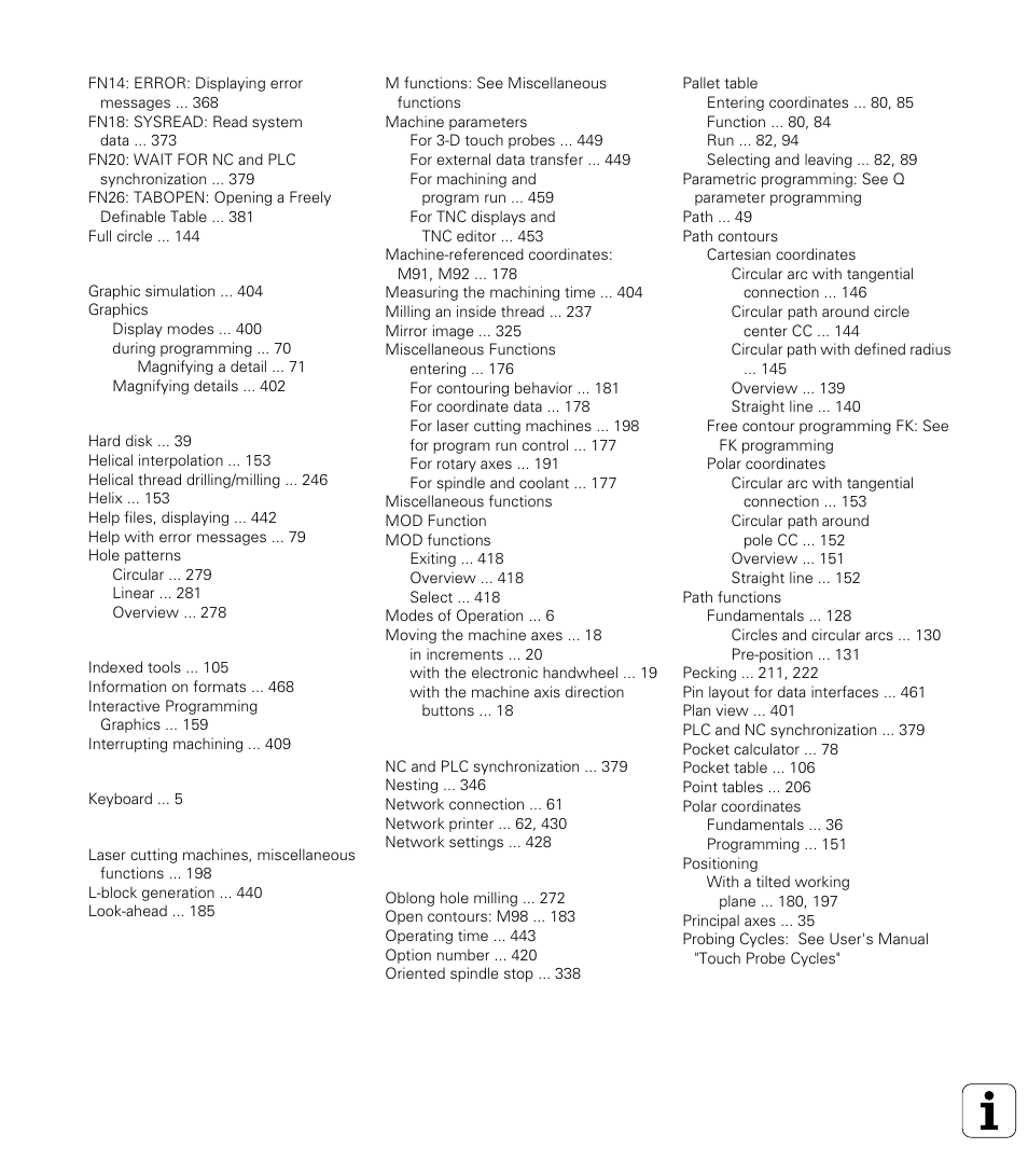 Index | HEIDENHAIN TNC 426 (280 476) User Manual | Page 499 / 504