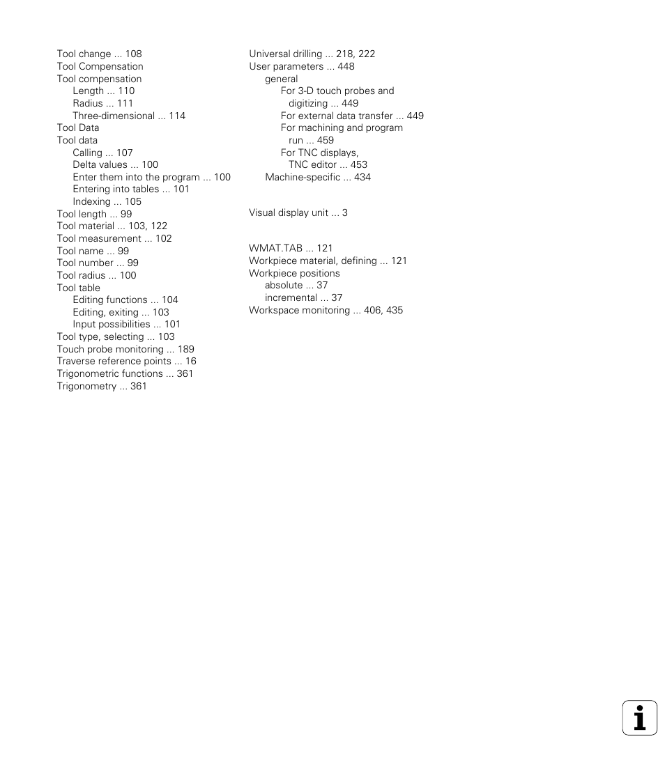 Index | HEIDENHAIN TNC 426 (280 476) User Manual | Page 501 / 504