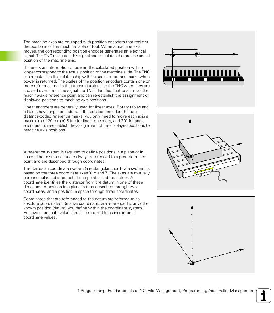 1 fundamentals, Position encoders and reference marks, Reference system | 1 f undamentals 4.1 fundamentals | HEIDENHAIN TNC 426 (280 476) User Manual | Page 61 / 504