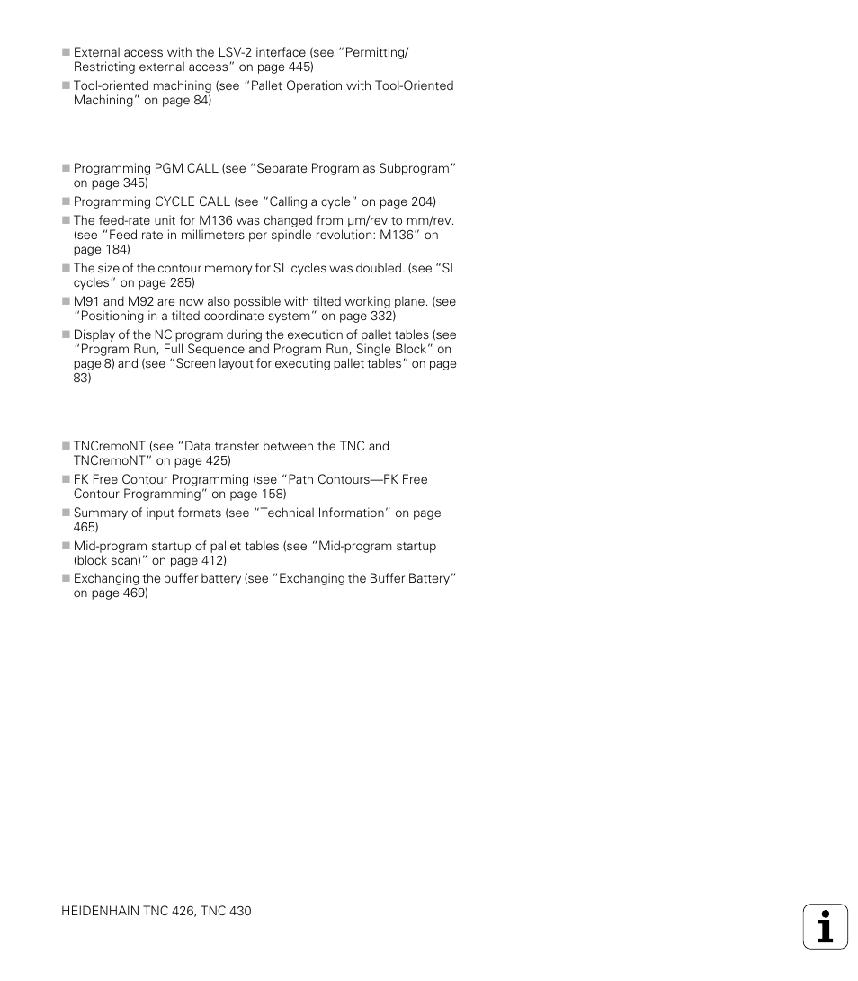 New/changed descriptions in this manual | HEIDENHAIN TNC 426 (280 476) User Manual | Page 7 / 504