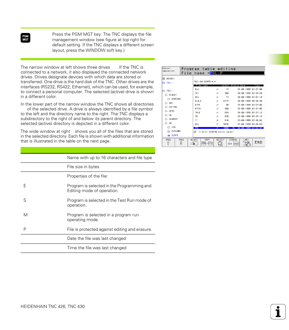 Calling the file manager | HEIDENHAIN TNC 426 (280 476) User Manual | Page 78 / 504