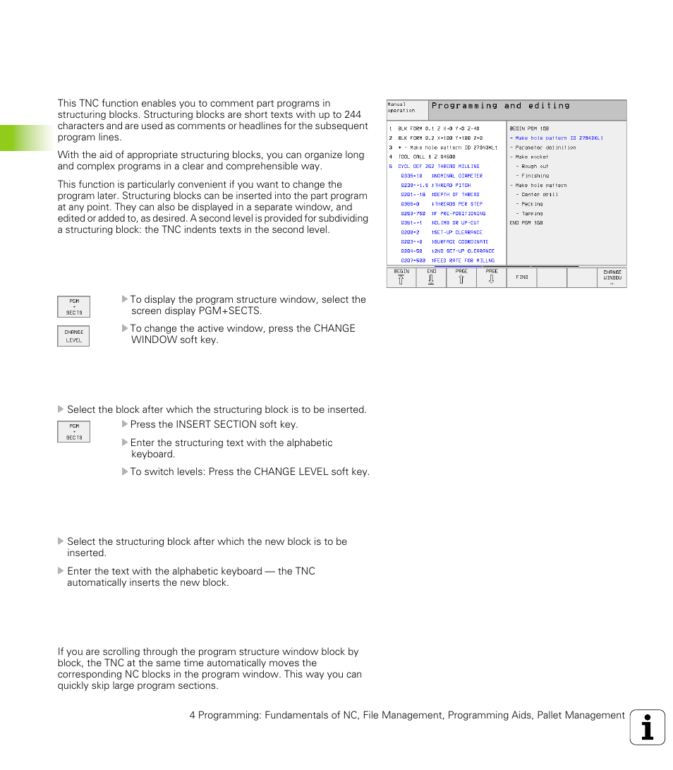 7 structuring programs, Definition and applications, Selecting blocks in the program structure window | HEIDENHAIN TNC 426 (280 476) User Manual | Page 99 / 504