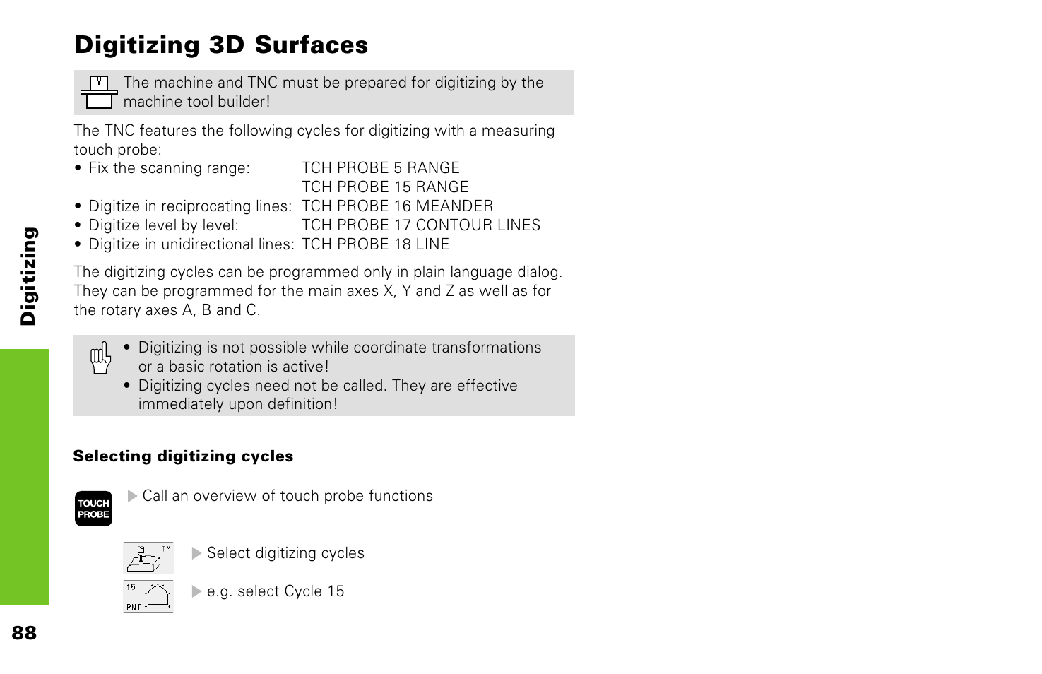 Digitizing 3d surfaces | HEIDENHAIN TNC 426 (280 476) Pilot User Manual | Page 87 / 104