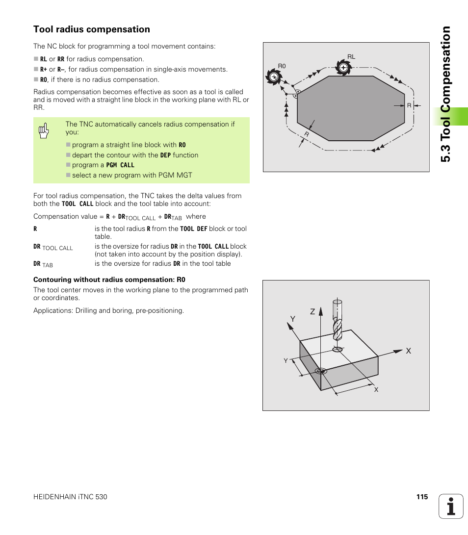 Tool radius compensation, 3 t ool compensation | HEIDENHAIN iTNC 530 (340 420) User Manual | Page 143 / 530