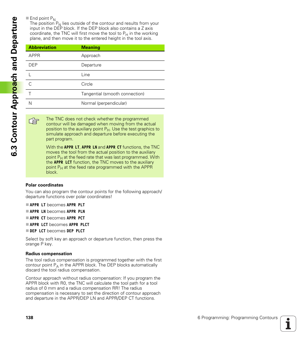 3 cont our appr oac h and depar tur e | HEIDENHAIN iTNC 530 (340 420) User Manual | Page 166 / 530