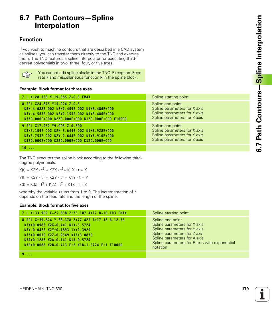 7 path contours-spline interpolation, Function, 7 path contours—spline interpolation | HEIDENHAIN iTNC 530 (340 420) User Manual | Page 207 / 530
