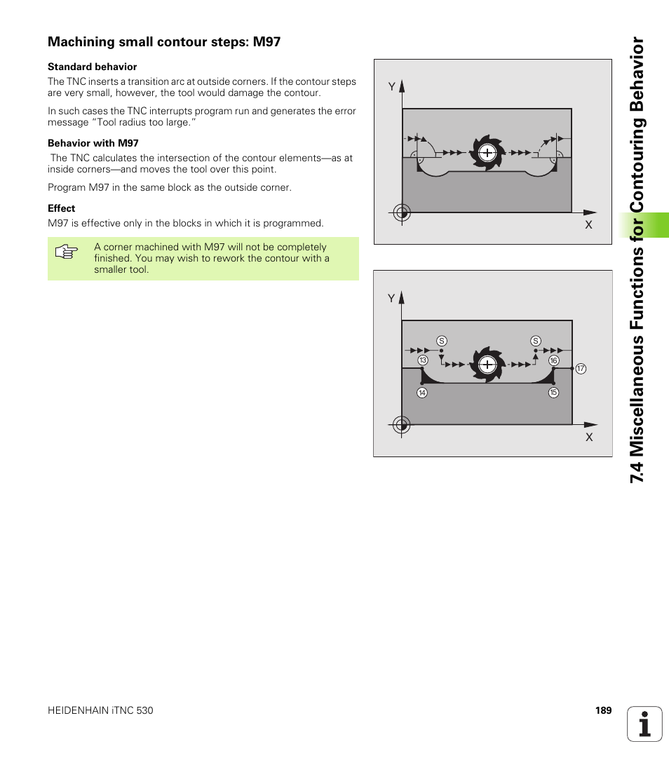 Machining small contour steps: m97 | HEIDENHAIN iTNC 530 (340 420) User Manual | Page 217 / 530