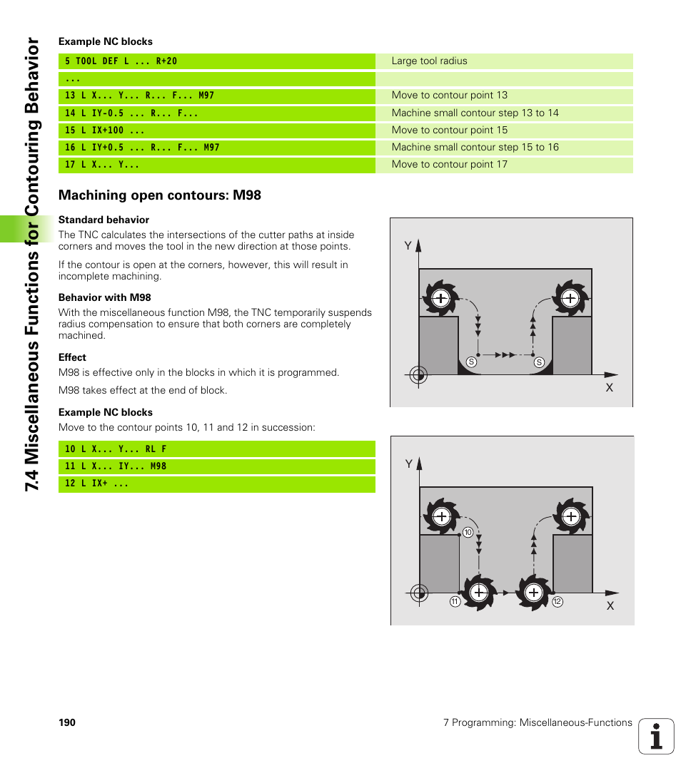 Machining open contours: m98 | HEIDENHAIN iTNC 530 (340 420) User Manual | Page 218 / 530