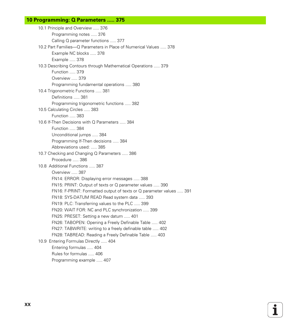 10 programming: q parameters, Programming: q parameters | HEIDENHAIN iTNC 530 (340 420) User Manual | Page 24 / 530