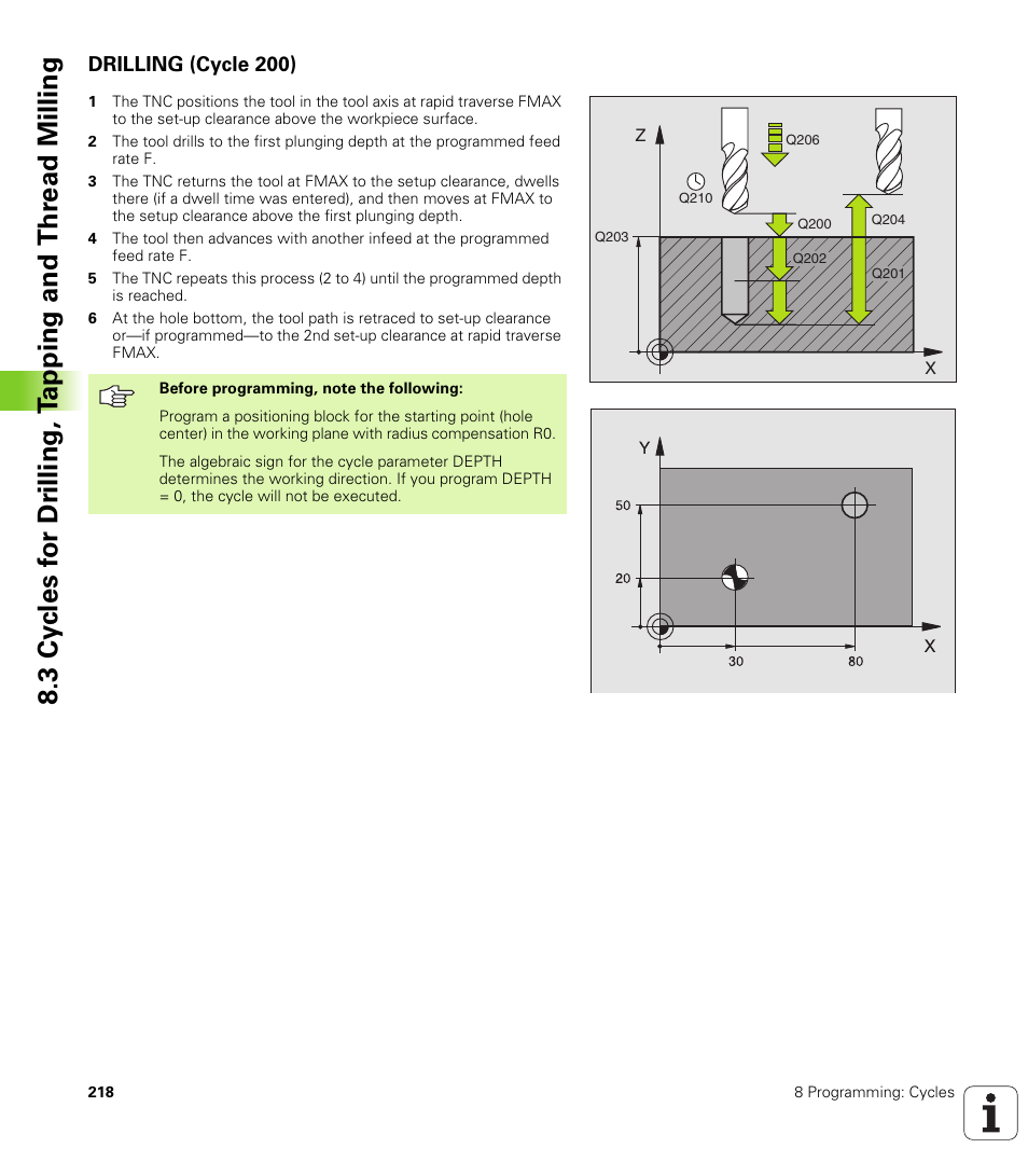 Drilling (cycle 200) | HEIDENHAIN iTNC 530 (340 420) User Manual | Page 246 / 530