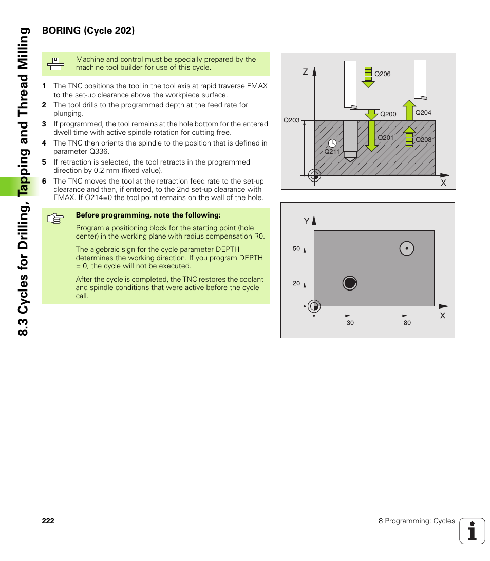 Boring (cycle 202) | HEIDENHAIN iTNC 530 (340 420) User Manual | Page 250 / 530