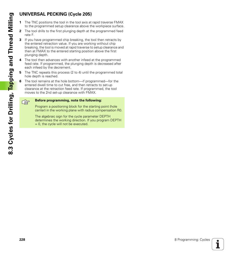 Universal pecking (cycle 205) | HEIDENHAIN iTNC 530 (340 420) User Manual | Page 256 / 530