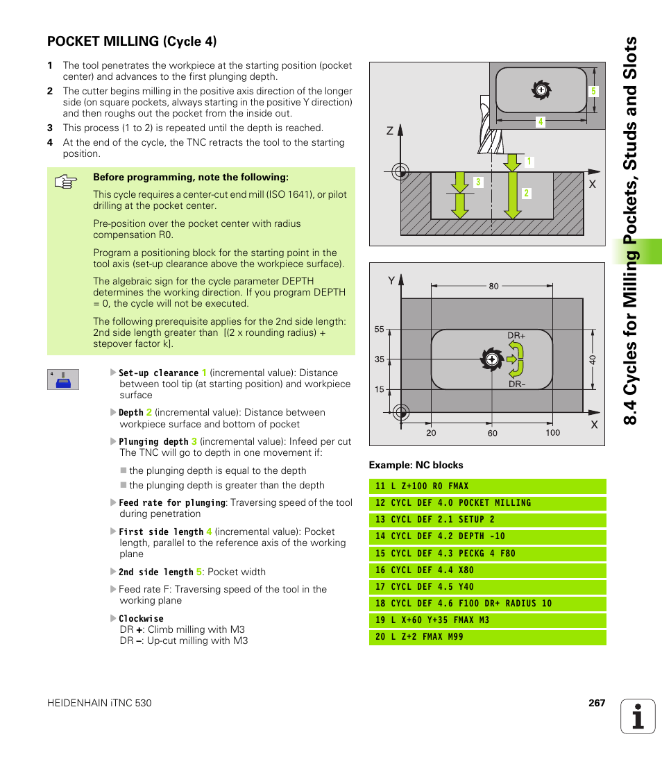 Pocket milling (cycle 4) | HEIDENHAIN iTNC 530 (340 420) User Manual | Page 295 / 530