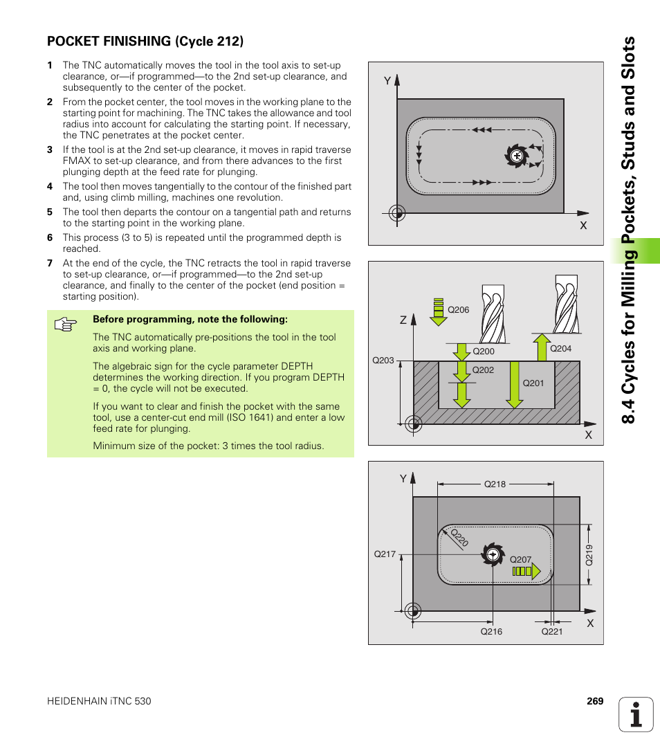 Pocket finishing (cycle 212) | HEIDENHAIN iTNC 530 (340 420) User Manual | Page 297 / 530