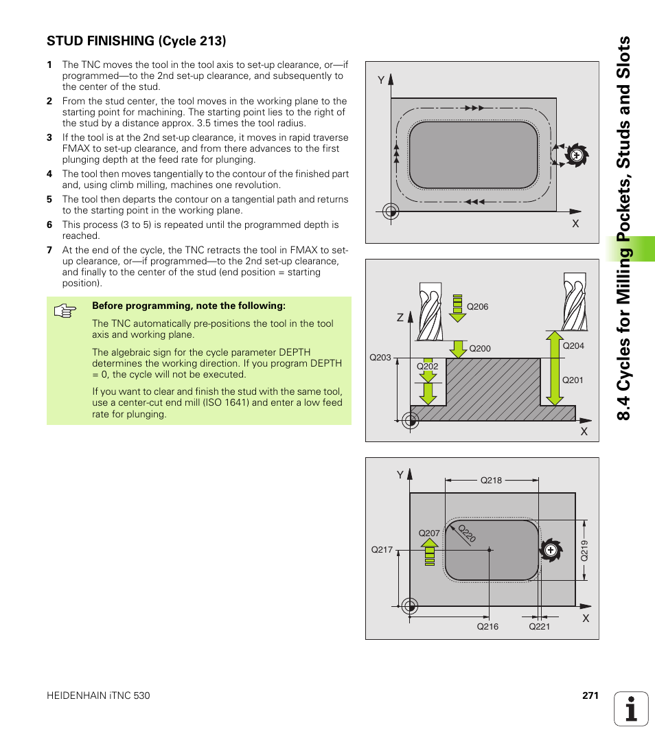 Stud finishing (cycle 213) | HEIDENHAIN iTNC 530 (340 420) User Manual | Page 299 / 530