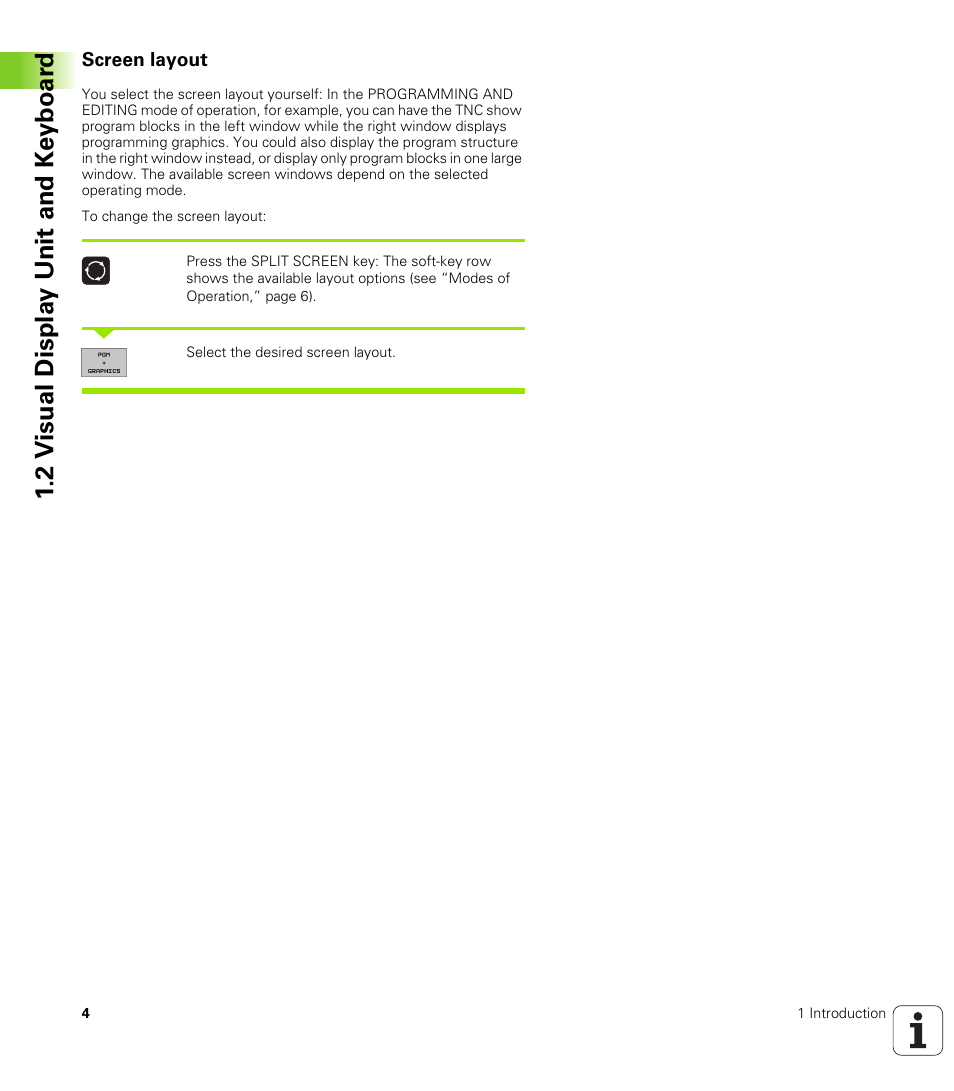 Screen layout, 2 v isual displa y unit and k e yboar d | HEIDENHAIN iTNC 530 (340 420) User Manual | Page 32 / 530