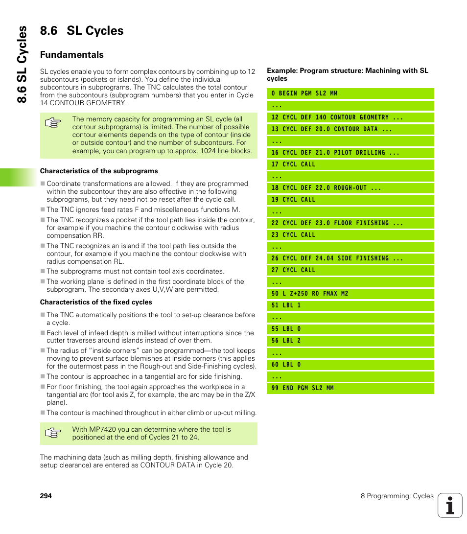 6 sl cycles, Fundamentals, 6 sl cy cles 8.6 sl cycles | HEIDENHAIN iTNC 530 (340 420) User Manual | Page 322 / 530