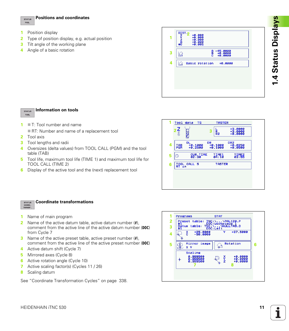 4 stat us displa ys | HEIDENHAIN iTNC 530 (340 420) User Manual | Page 39 / 530