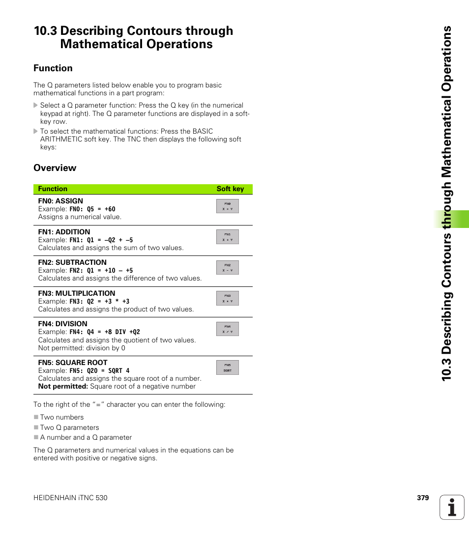 Function, Overview | HEIDENHAIN iTNC 530 (340 420) User Manual | Page 407 / 530