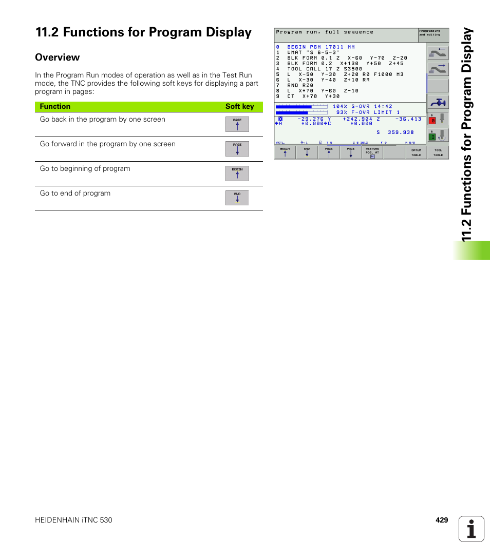 2 functions for program display, Overview | HEIDENHAIN iTNC 530 (340 420) User Manual | Page 457 / 530