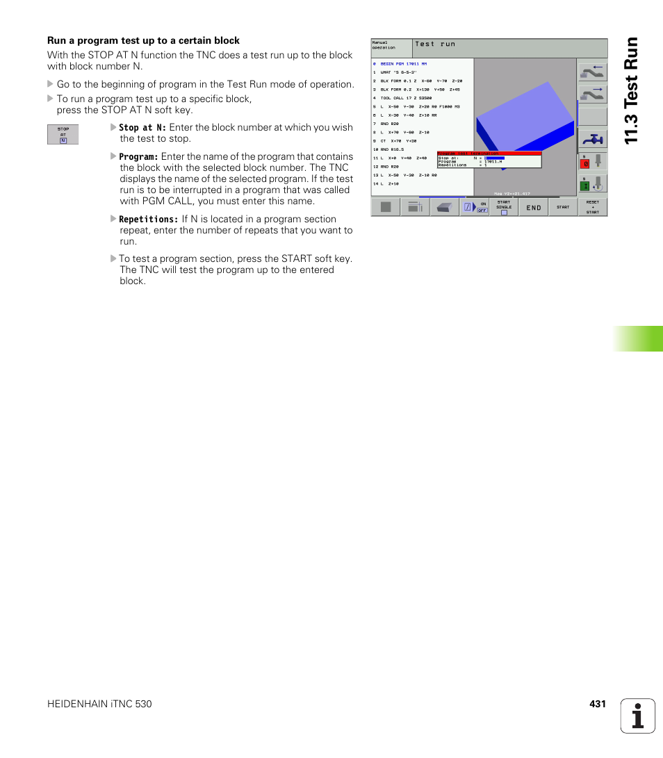 3 t e st run | HEIDENHAIN iTNC 530 (340 420) User Manual | Page 459 / 530