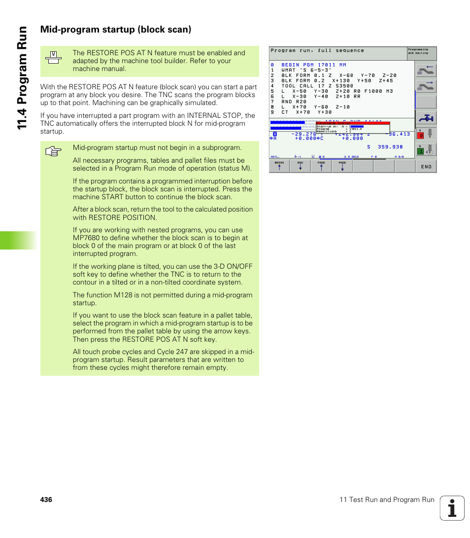 Mid-program startup (block scan), 4 pr ogr am run | HEIDENHAIN iTNC 530 (340 420) User Manual | Page 464 / 530
