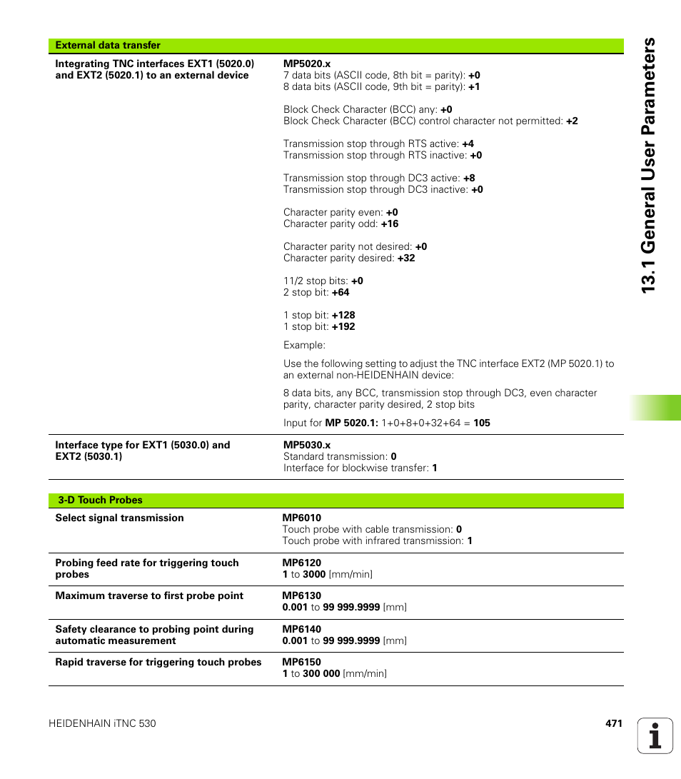 1 gener a l user p a ra met e rs | HEIDENHAIN iTNC 530 (340 420) User Manual | Page 499 / 530