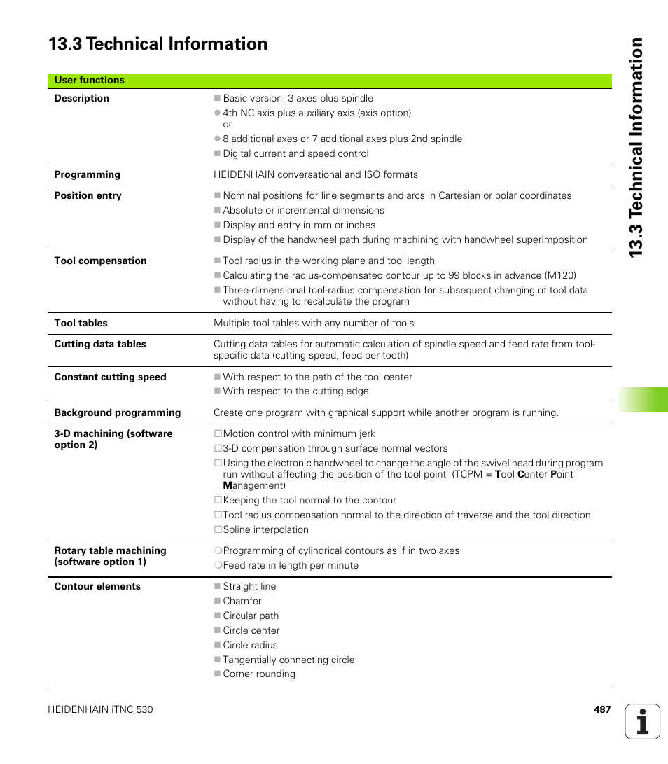 3 technical information | HEIDENHAIN iTNC 530 (340 420) User Manual | Page 515 / 530