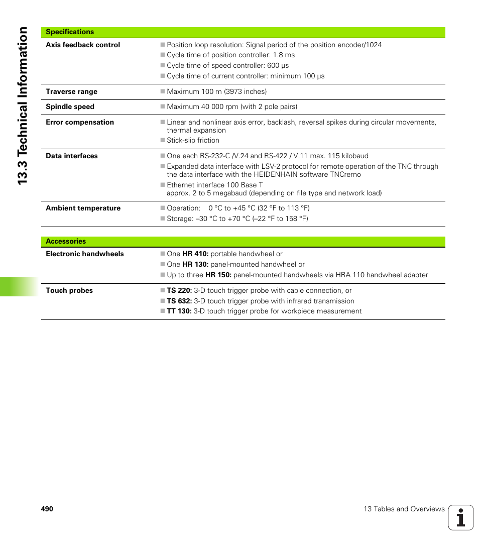 3 t e c hnical inf o rm ation | HEIDENHAIN iTNC 530 (340 420) User Manual | Page 518 / 530
