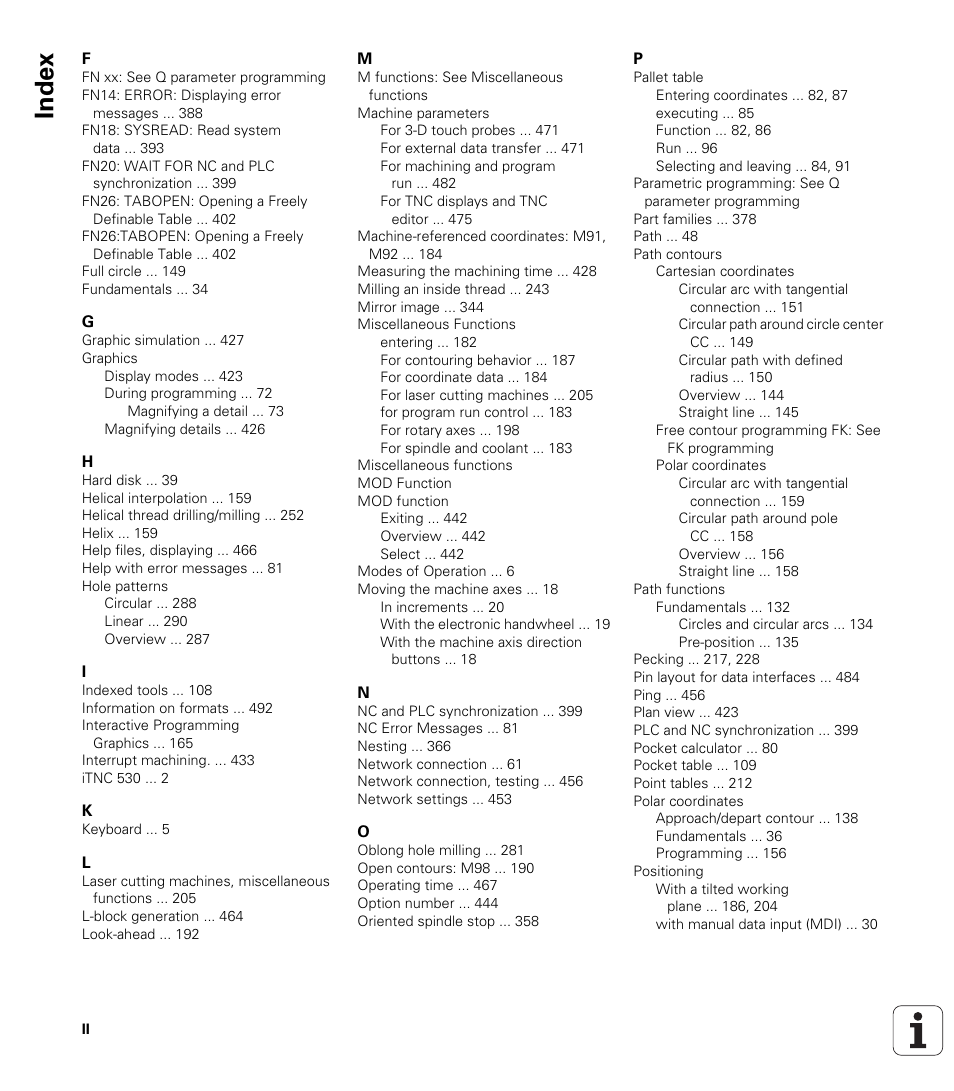 Index | HEIDENHAIN iTNC 530 (340 420) User Manual | Page 524 / 530