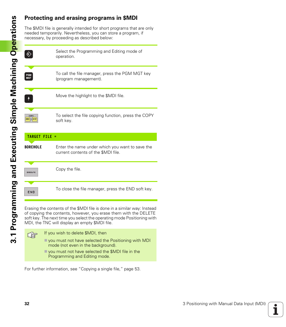 Protecting and erasing programs in $mdi | HEIDENHAIN iTNC 530 (340 420) User Manual | Page 60 / 530