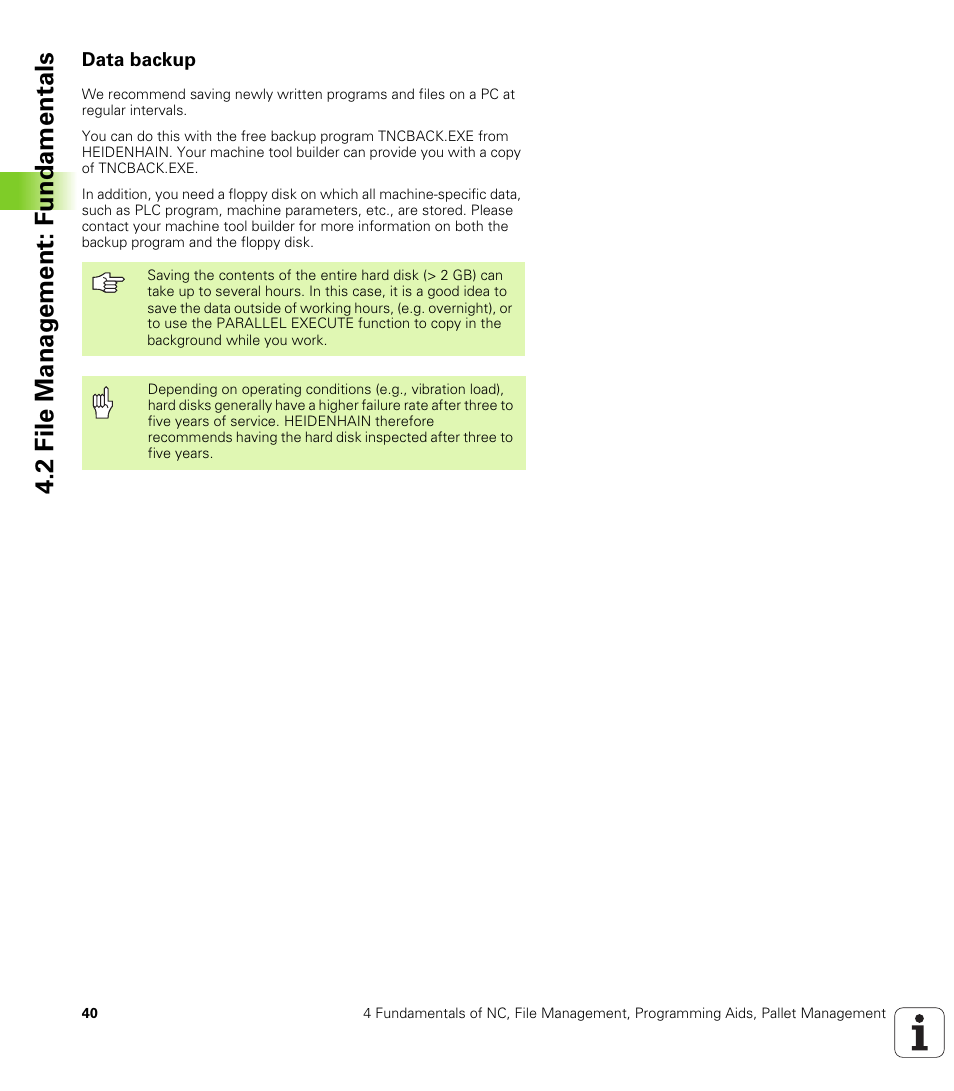 Data backup, 2 file manag e ment: f undamentals | HEIDENHAIN iTNC 530 (340 420) User Manual | Page 68 / 530