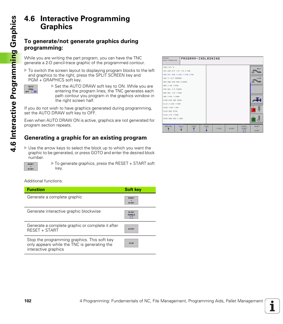 6 interactive programming graphics, Generating a graphic for an existing program | HEIDENHAIN iTNC 530 (340 420) ISO programming User Manual | Page 102 / 505