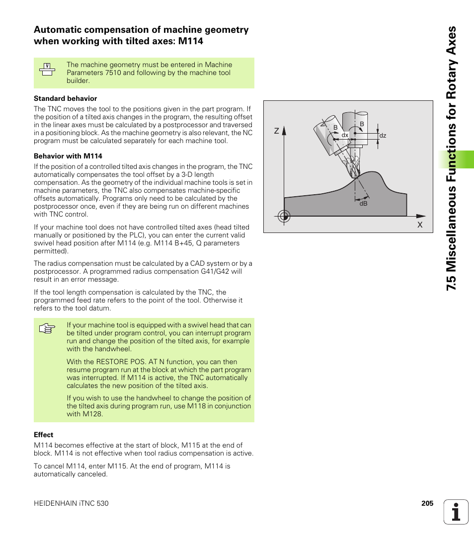 5 miscellaneous f unctions f or rotary ax es | HEIDENHAIN iTNC 530 (340 420) ISO programming User Manual | Page 205 / 505