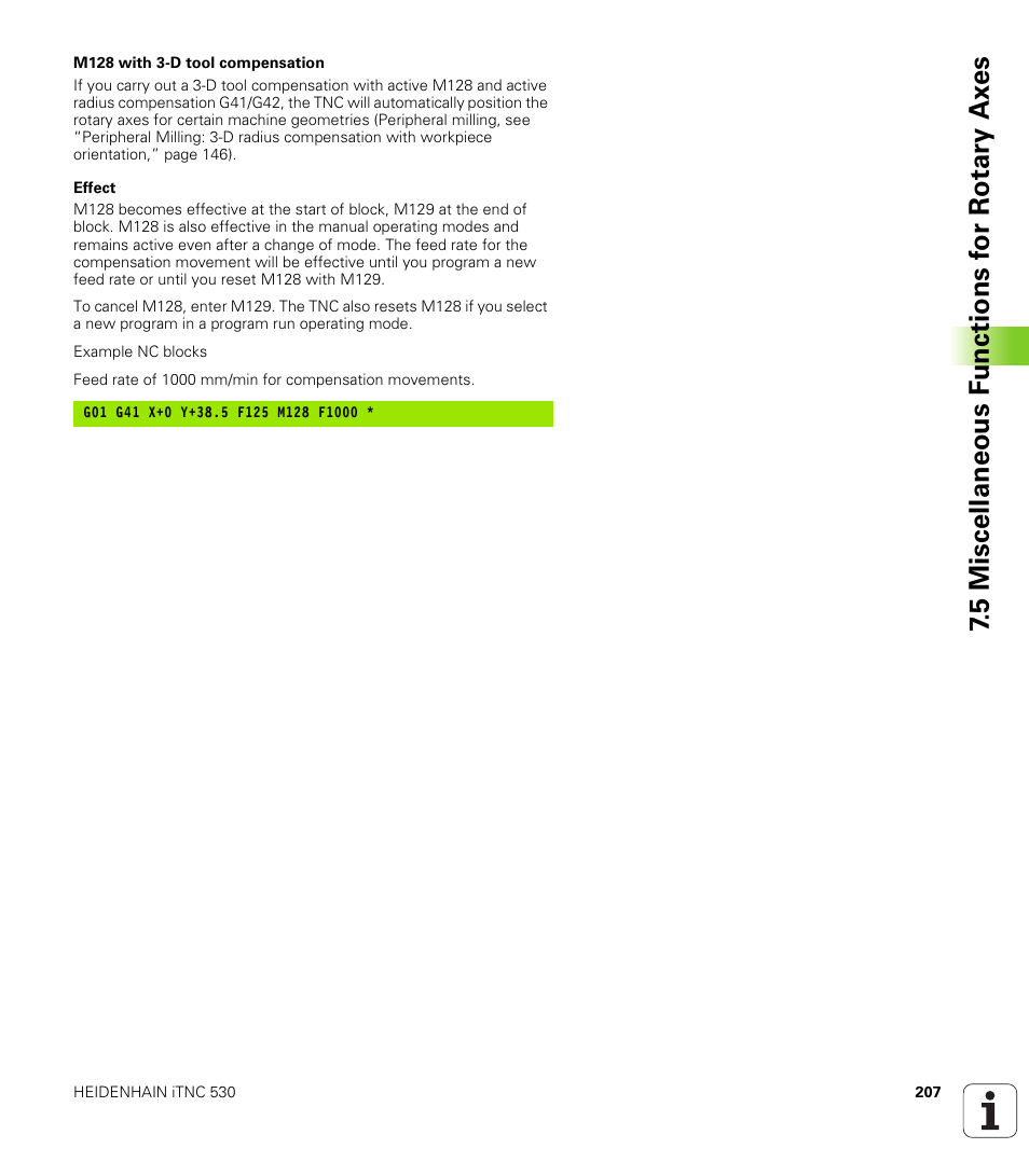 5 miscellaneous f unctions f or rotary ax es | HEIDENHAIN iTNC 530 (340 420) ISO programming User Manual | Page 207 / 505