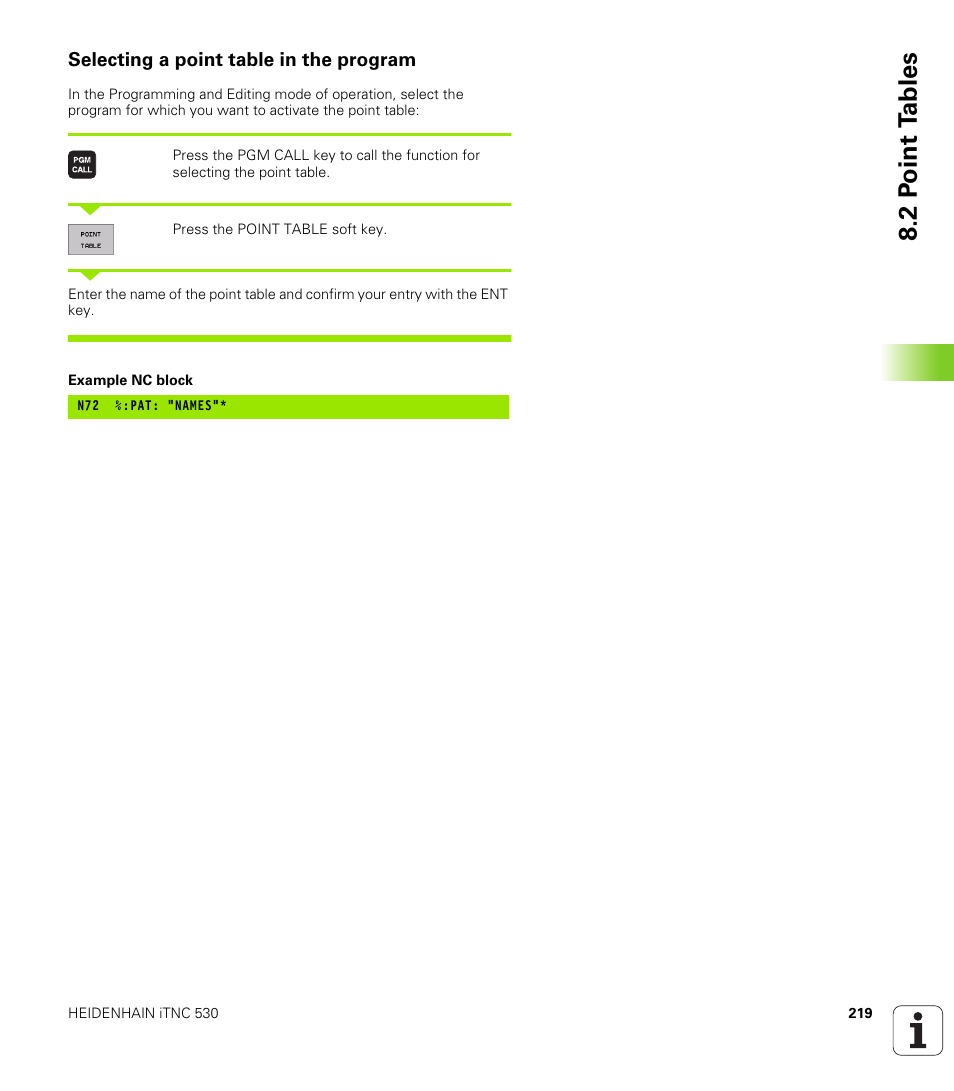 Selecting a point table in the program, 2 p oint t a bles | HEIDENHAIN iTNC 530 (340 420) ISO programming User Manual | Page 219 / 505